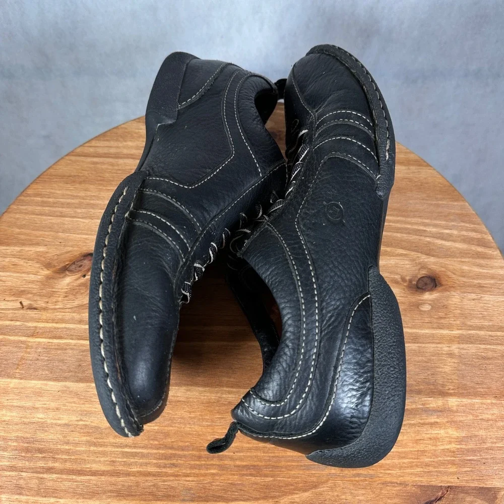 Born Leather Sneakers Mens 11.5 Black Good Contrast Stitch Lace Up Shoes